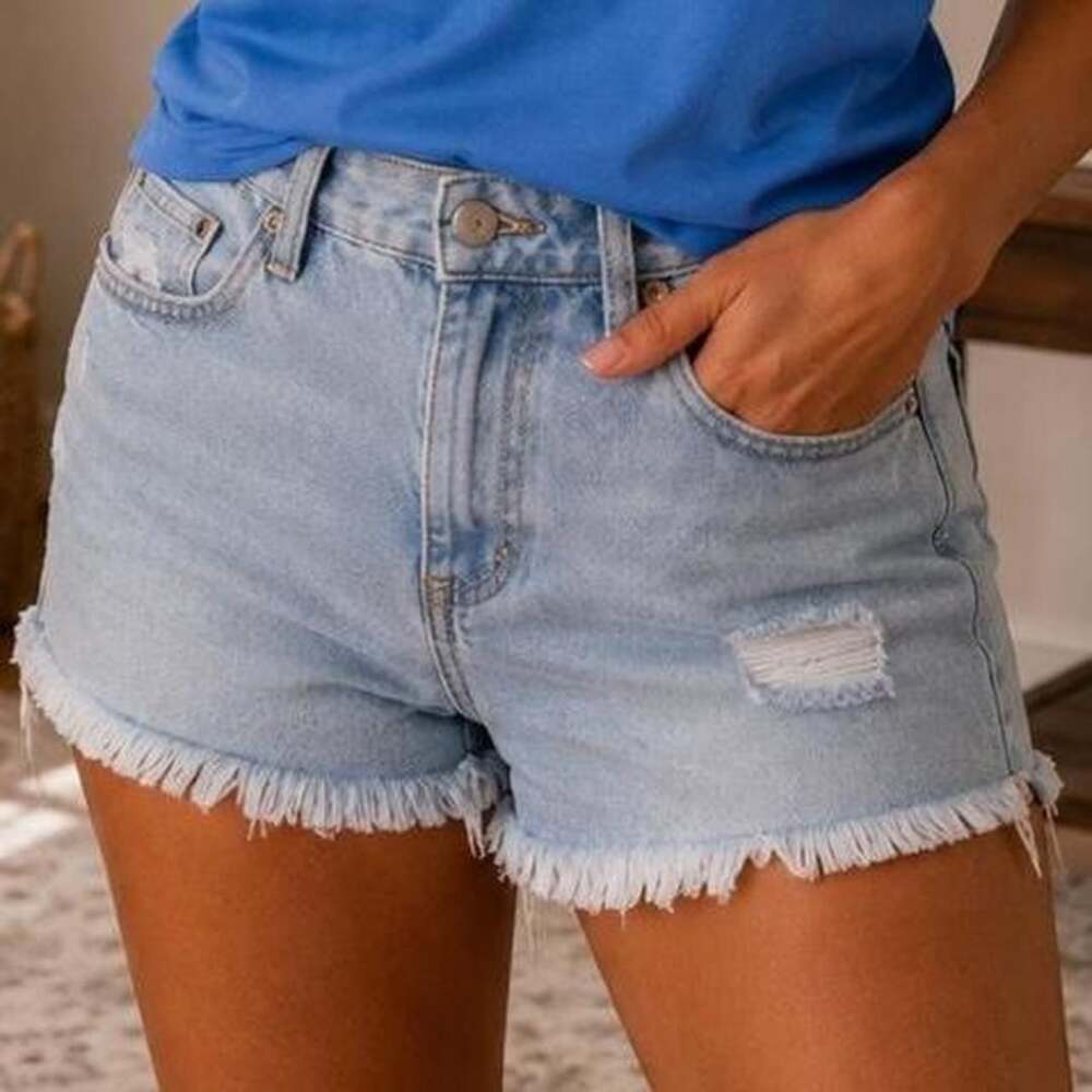 LOFT Distressed Raw Hem Denim Shorts Light Wash